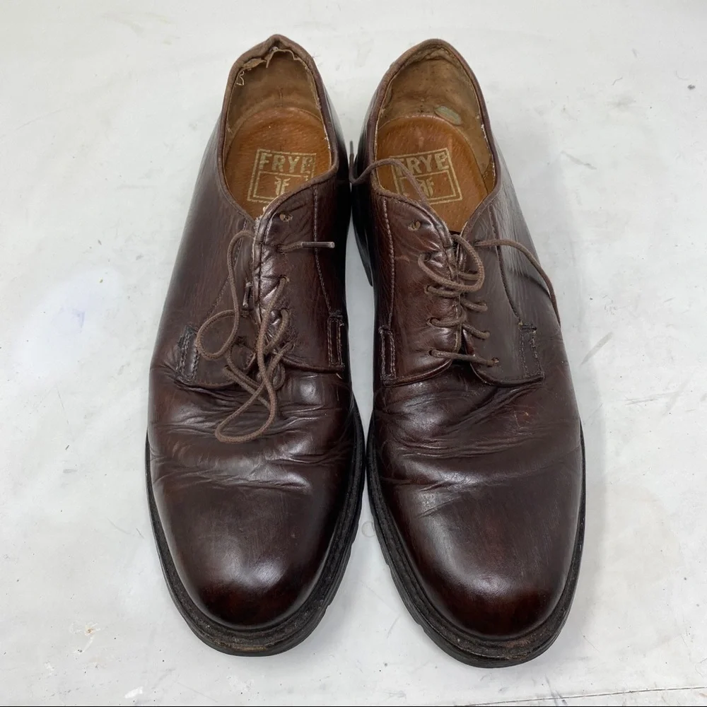 Frye men brown leather Oxford shoes 8 BS3